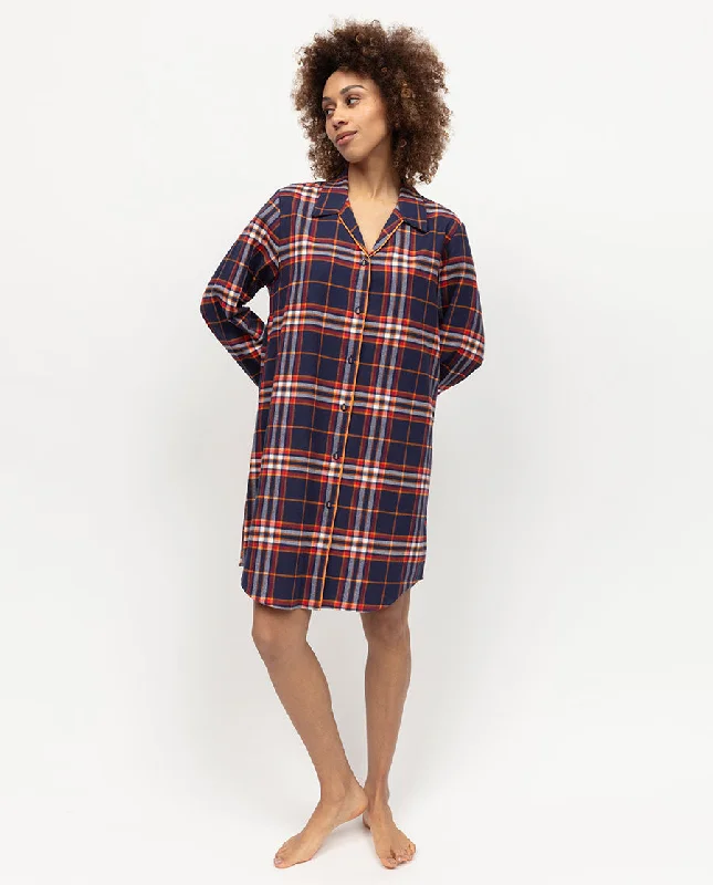 Taylor Womens Lightly Brushed Check Nightshirt Hooded Caped Shawl Collar