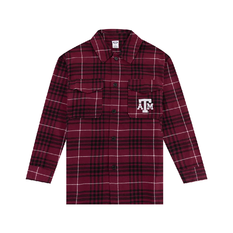 Texas A&M Maroon Boyfriend Plaid Nightshirt Seamless Knitted Crochet