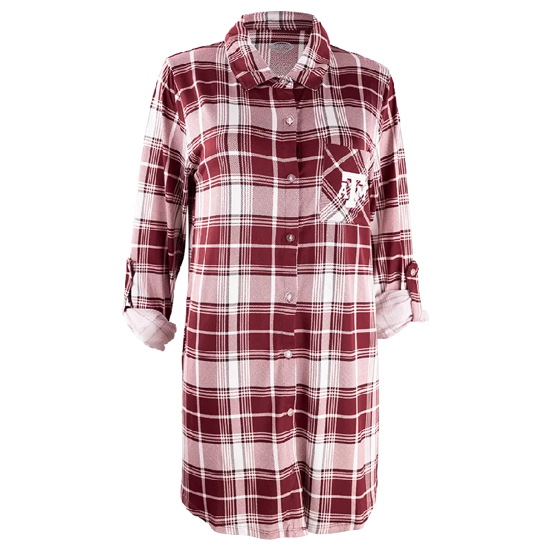 Texas A&M Plaid Nightshirt Gown Beaded Sequined Faux Fur