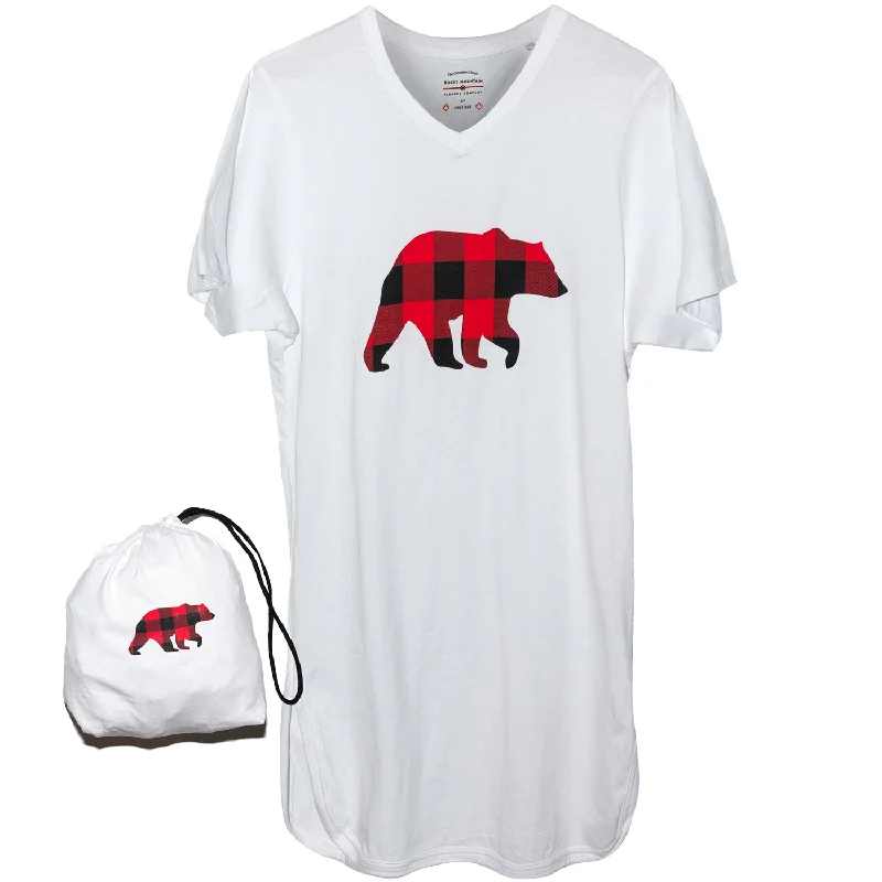 White Bear Nightshirt in a Bag Notch Collar Peter Pan Collar Cowl Neck