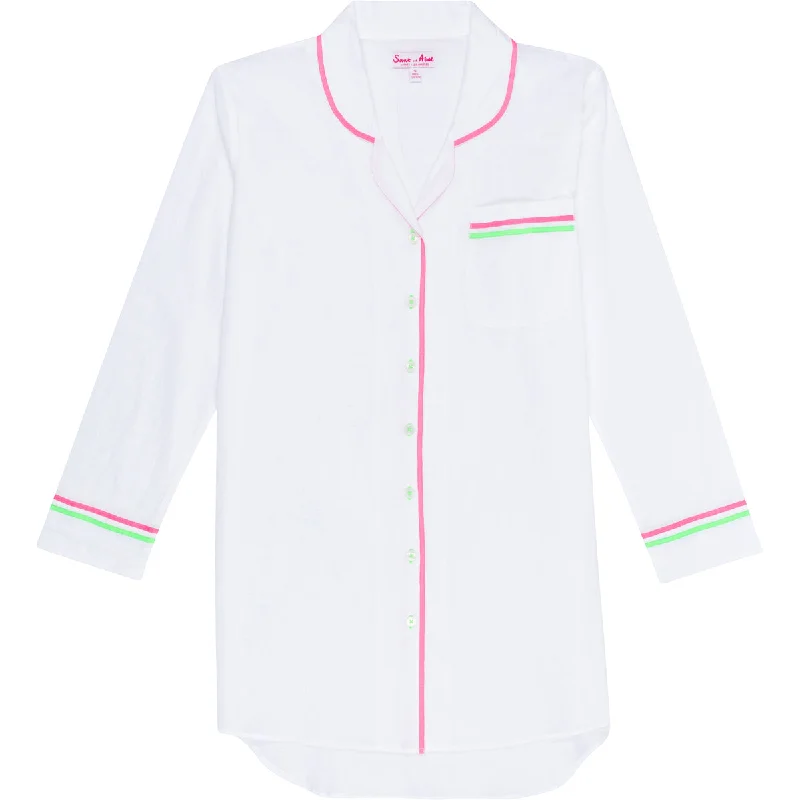Women's Billie Neon Night Shirt Collared T-Shirt Boat Neck A-Line