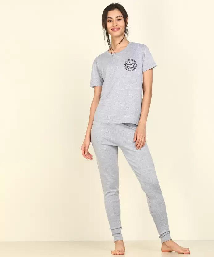 Women Printed T-shirt & Pyjama Set Pure Soft Cotton Polka Dot Checkered Tartan